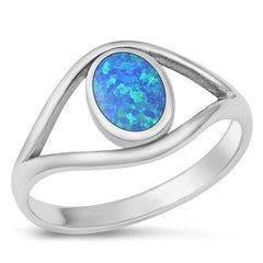 Sterling Silver Oxidized Blue Lab Opal Ring-11.8mm