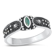 Load image into Gallery viewer, Sterling Silver Patterend Genuine Turquoise Ring