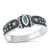 Sterling Silver Patterend Genuine Turquoise Ring