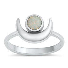 Load image into Gallery viewer, Sterling Silver White Lab Opal Moon and sun Ring