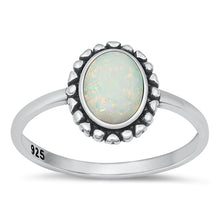 Load image into Gallery viewer, Sterling Silver Oxidized White Lab Opal Ring-11.5mm