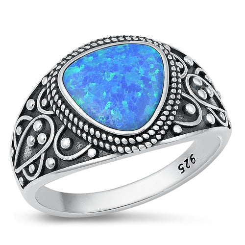 Sterling Silver Vintage Blue Lab Opal Ring