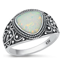 Load image into Gallery viewer, Sterling Silver Vintage White Lab Opal Ring