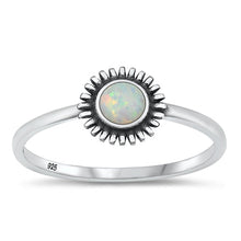 Load image into Gallery viewer, Sterling Silver Oxidized White Lab Opal Ring-7.5mm