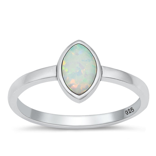 Sterling Silver Oxidized White Lab Opal Ring-9mm