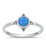 Sterling Silver Oxidized Blue Lab Opal Ring-9.5mm