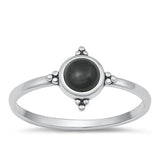 Sterling Silver Oxidized Black Agate Ring-9.5mm