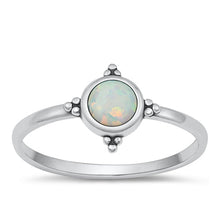 Load image into Gallery viewer, Sterling Silver Oxidized White Lab Opal Ring-9.5mm