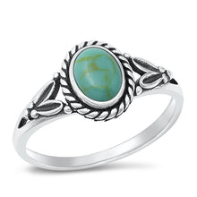 Load image into Gallery viewer, Sterling Silver Oxidized Oval Turquoise Stone Ring