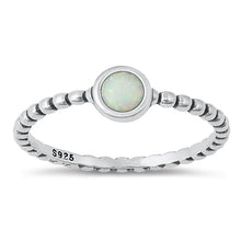 Load image into Gallery viewer, Sterling Silver Oxidized White Lab Opal and Ring-5.2mm