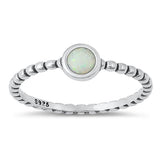 Sterling Silver Oxidized White Lab Opal and Ring-5.2mm