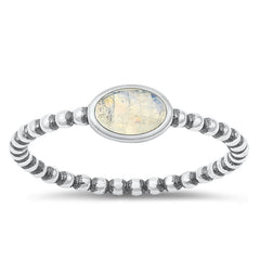 Sterling Silver Oxidized Moonstone Ring-5.2mm
