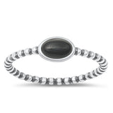 Sterling Silver Oxidized Black Agate Ring-5.2mm