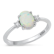 Load image into Gallery viewer, Sterling Silver Rhodium Plated White Lab Opal Ring-7.8mm