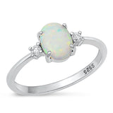 Sterling Silver Rhodium Plated White Lab Opal Ring-7.8mm