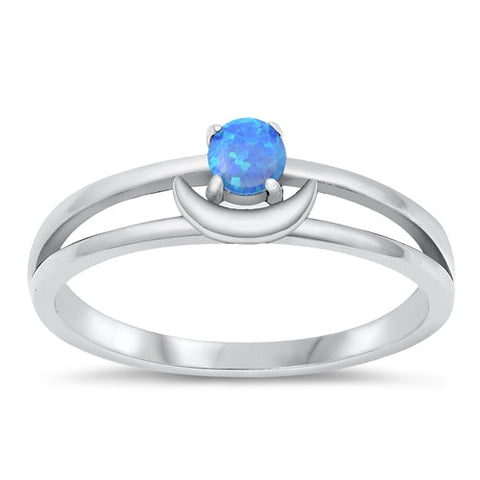 Sterling Silver Oxidized Blue Lab Opal Ring-6.2mm