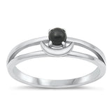 Sterling Silver Oxidized Black Agate Stone Ring-6.2mm