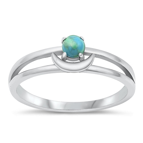 Sterling Silver Oxidized Genuine Turquoise Stone Ring-6.2mm