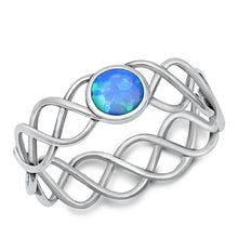 Load image into Gallery viewer, Sterling Silver Oxidized Blue Lab Opal Ring-6.1mm
