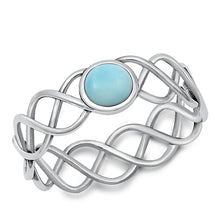 Load image into Gallery viewer, Sterling Silver Oxidized Larimar Ring-6.2mm