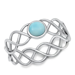 Sterling Silver Oxidized Larimar Ring-6.2mm