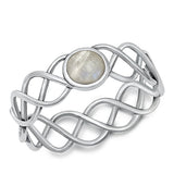 Sterling Silver Oxidized Moonstone Ring-6.2mm
