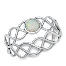 Load image into Gallery viewer, Sterling Silver Oxidized White Lab Opal Ring-6.1mm