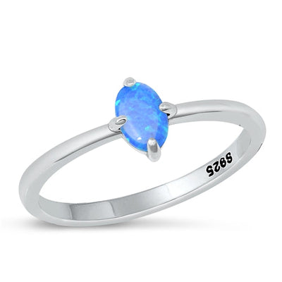 Sterling Silver Oxidized Blue Lab Opal Ring-7.1mm
