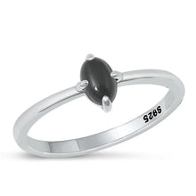 Load image into Gallery viewer, Sterling Silver Oxidized Black Agate Stone Ring-7.1mm