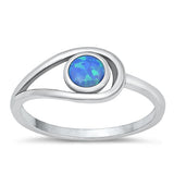 Sterling Silver Oxidized Blue Lab Opal Ring-8.1mm