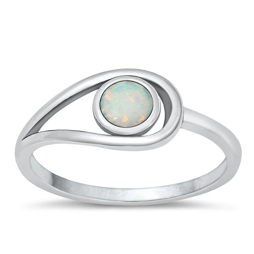 Sterling Silver Oxidized White Lab Opal Ring-8.1mm