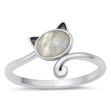 Load image into Gallery viewer, Sterling Silver Oxidized Cat Moonstone Ring-12.1mm