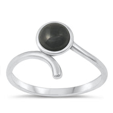 Load image into Gallery viewer, Sterling Silver Oxidized Black Agate Stone Ring-12.2mm