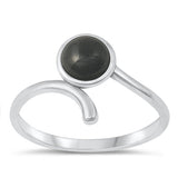 Sterling Silver Oxidized Black Agate Stone Ring-12.2mm