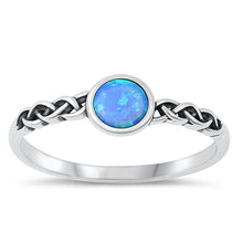 Load image into Gallery viewer, Sterling Silver Oxidized Blue Lab Opal Ring-5.8mm