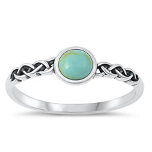 Load image into Gallery viewer, Sterling Silver Oxidized Genuine Turquoise Stone Ring-5.8mm