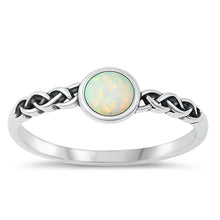 Load image into Gallery viewer, Sterling Silver Oxidized White Lab Opal Ring-5.8mm