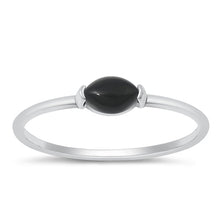 Load image into Gallery viewer, Sterling Silver Oxidized Black Agate Stone Ring-3.9mm