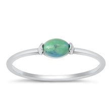 Load image into Gallery viewer, Sterling Silver Oxidized Genuine Turquoise Stone Ring-3.9mm