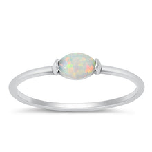 Load image into Gallery viewer, Sterling Silver Oxidized White Lab Opal Ring-3.9mm