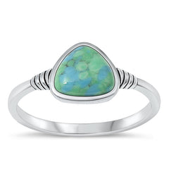 Sterling Silver Oxidized Genuine Turquoise Stone Ring-8.7mm
