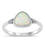 Sterling Silver Oxidized White Lab Opal Ring-8.7mm