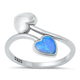 Sterling Silver Oxidized Hearts Blue Lab Opal Ring