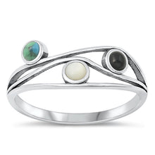 Load image into Gallery viewer, Sterling Silver Oxidized Multi-Stone Ring-8.7mm