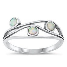 Load image into Gallery viewer, Sterling Silver Oxidized White Lab Opal Ring-5.5mm
