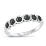 Sterling Silver Oxidized Black Agate Stone Ring-4.2mm
