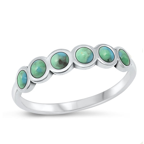 Sterling Silver Oxidized Genuine Turquoise Stone Ring-4.2mm