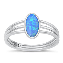 Load image into Gallery viewer, Sterling Silver Rhodium Plated Blue Lab Opal Ring-10.9mm