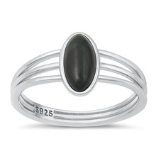 Load image into Gallery viewer, Sterling Silver Rhodium Plated Black Agate Stone Ring-10.9mm