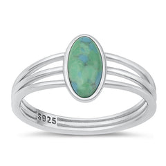 Sterling Silver Rhodium Plated Genuine Turquoise Stone Ring-10.9mm